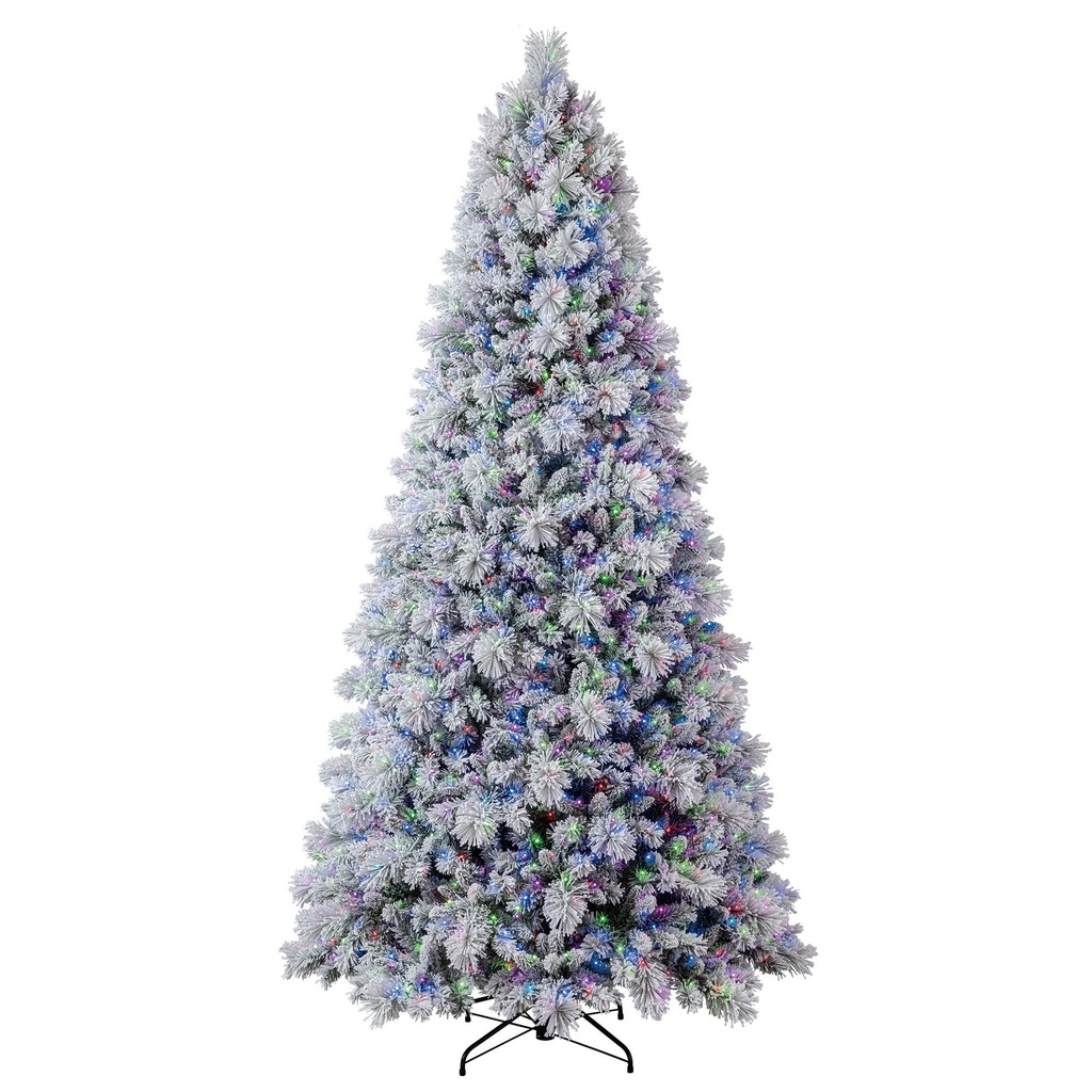 2.75 m (9 ft) artificial Christmas tree with cashmere-flocked glitter, pre-lit with 1,780 twinkling Micro-Radiant LED lights in changing colors - 1784942 - 1