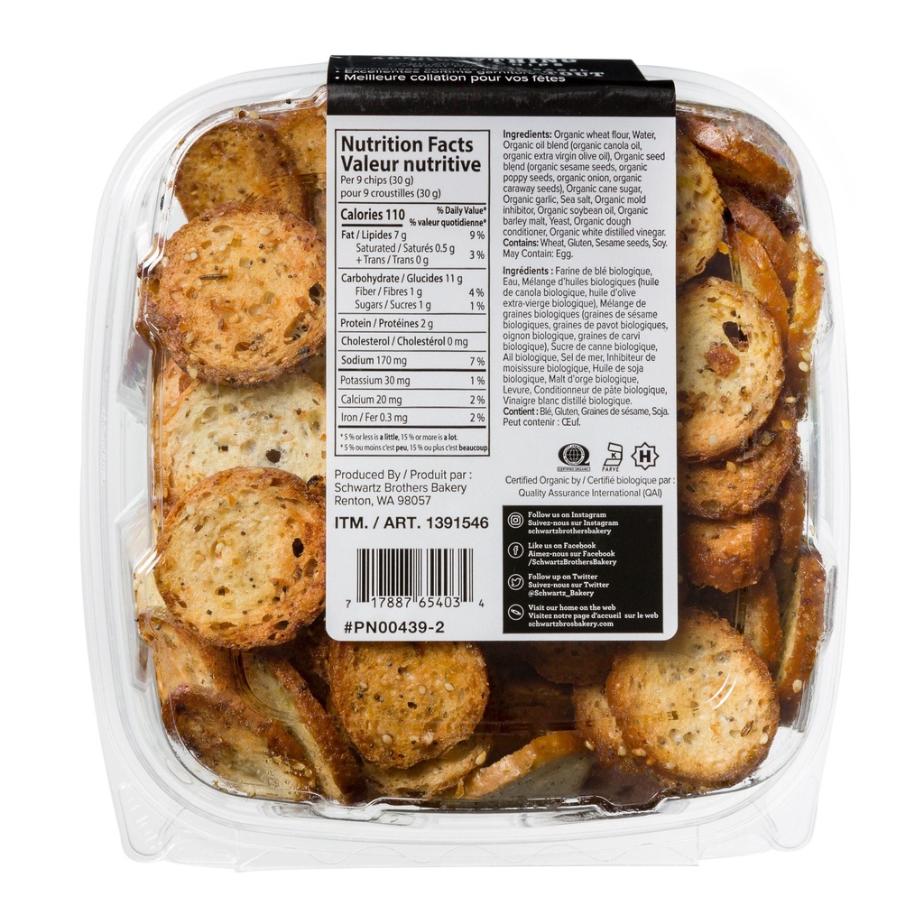 Schwartz Brothers Bakery Organic Everything Bagel Chips, 425 g - 1391546 - 1