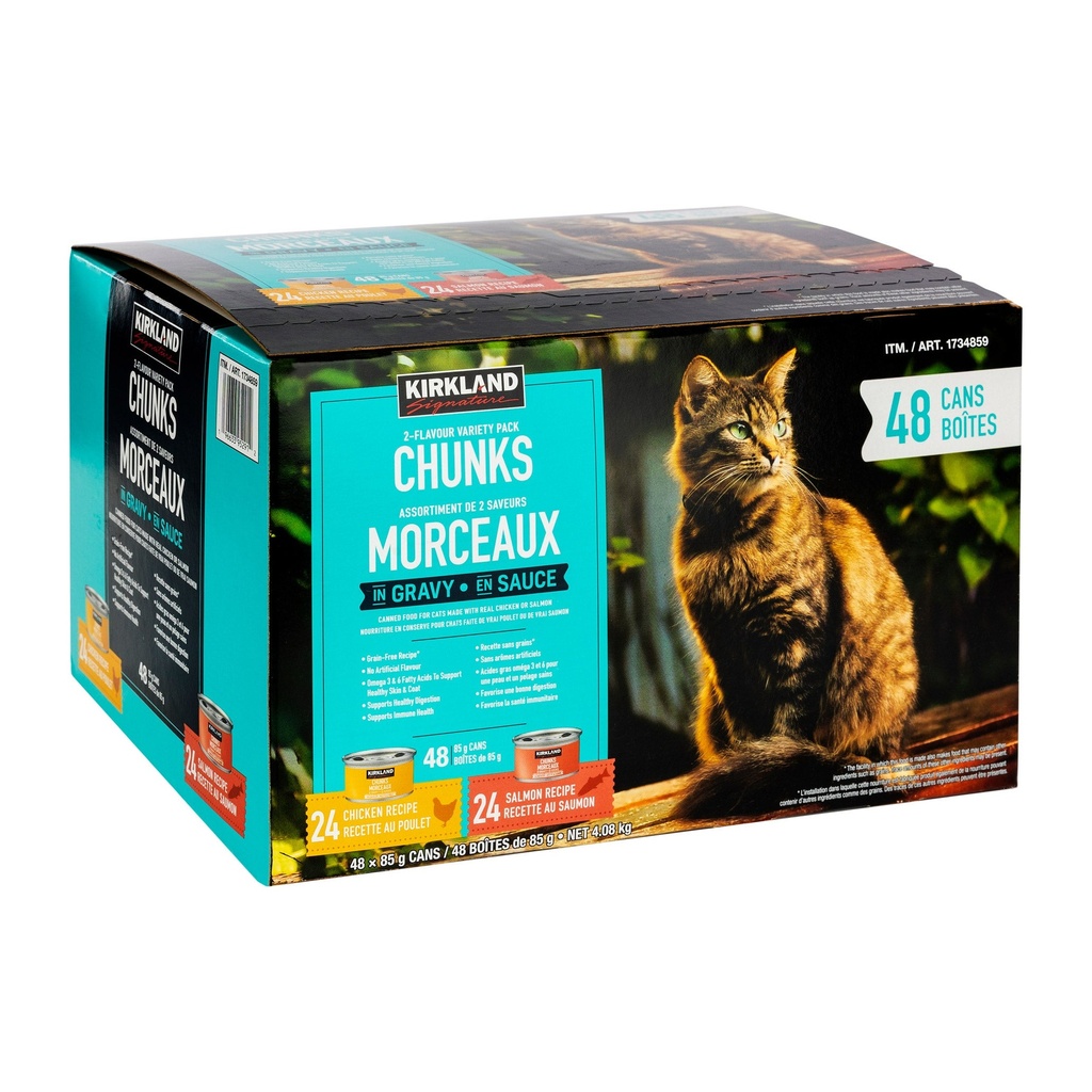Kirkland Signature Chunks in Gravy, Canned Cat Food Variety Pack, 48 x 85 g - 1734859 - 2