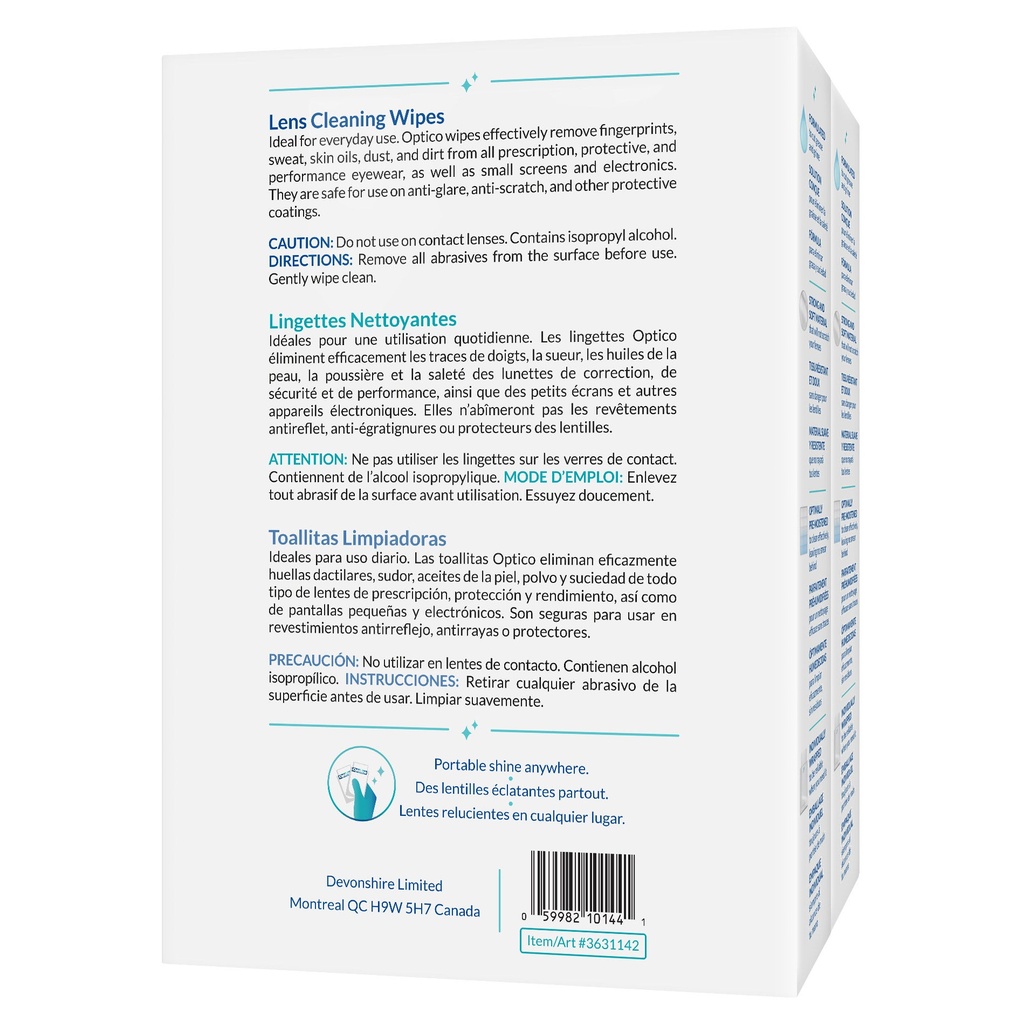 Optico Professional Cleaning Wipes for Optical and Electronic Surfaces 2 × 99 Wipes - 3631142 - 1