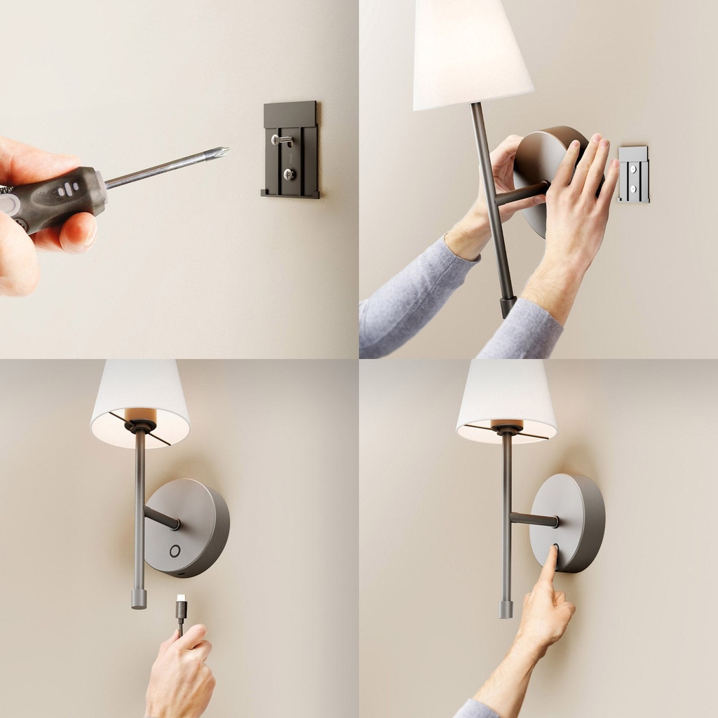 Globe Electric Wireless Rechargeable Wall Sconce, 2-pack 1806224 - 7