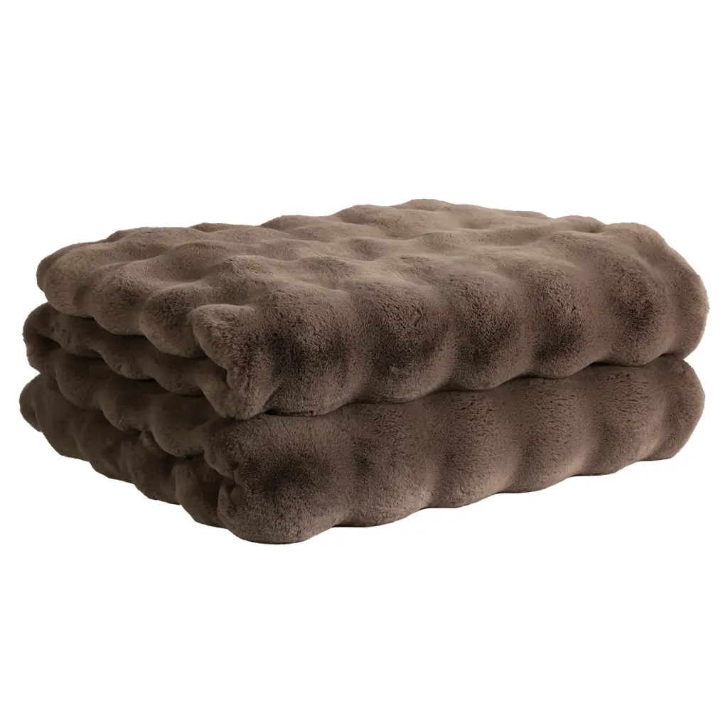 House and Home by Lynda Reeves Luxe Faux Fur Throw -Brown - 1952611