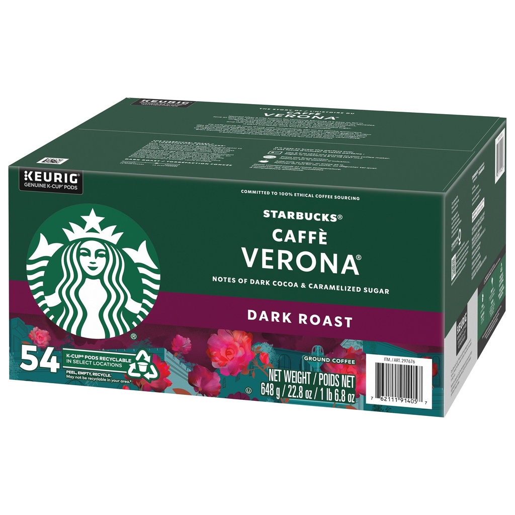 Starbucks Cafè Verona Coffee K-Cup Pods, 54-count - 297676