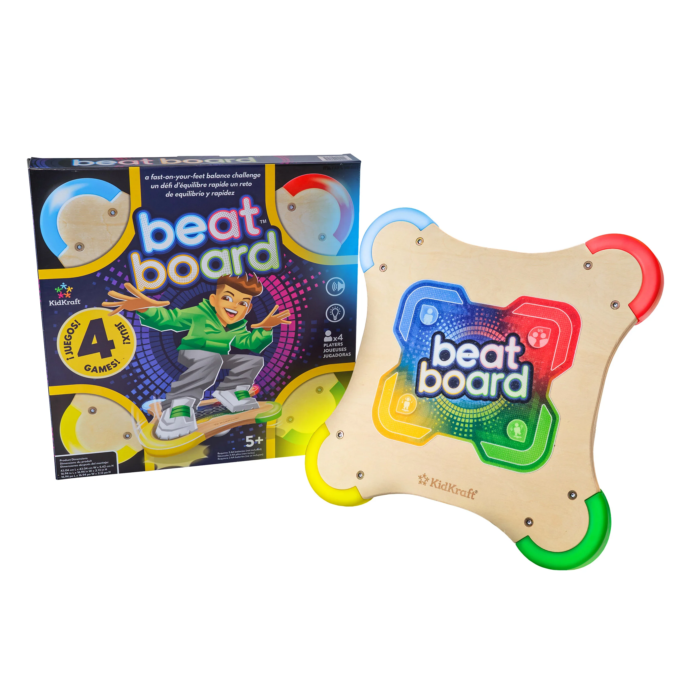 Beat Board Wooden Stand-On Balance Game with 4 Modes, Lights and Sounds - 1601351
