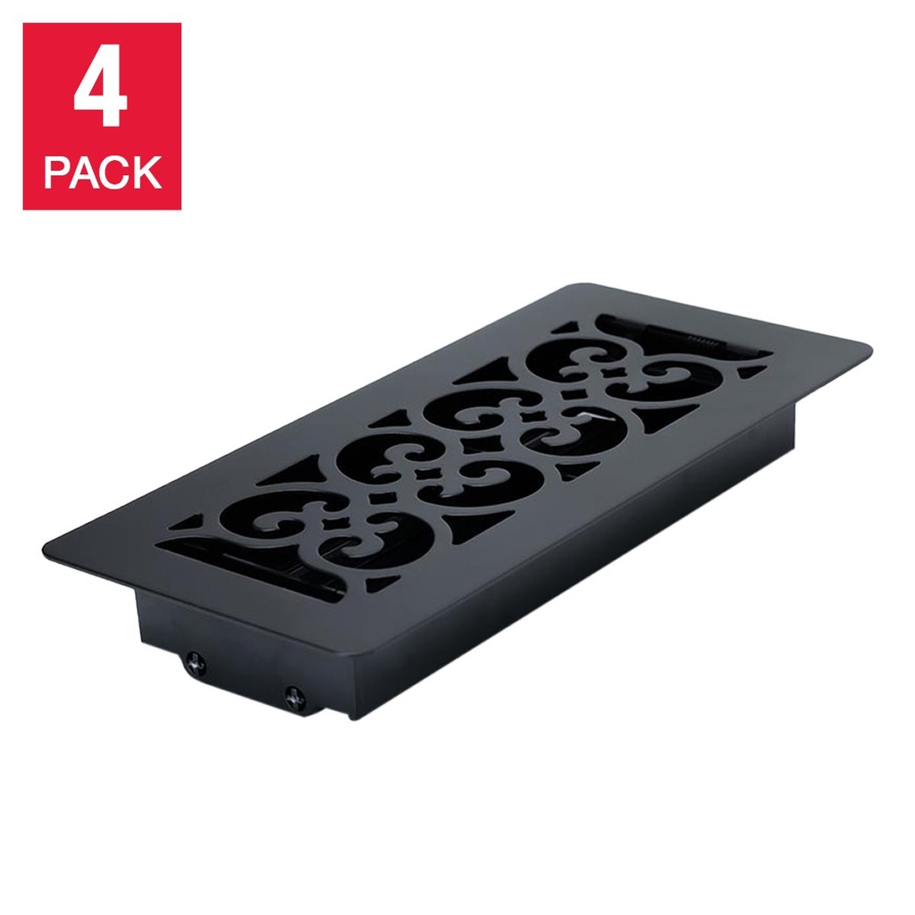 Manor House Black Low Profile Scroll Design Floor Registers, 4-pack 2173889