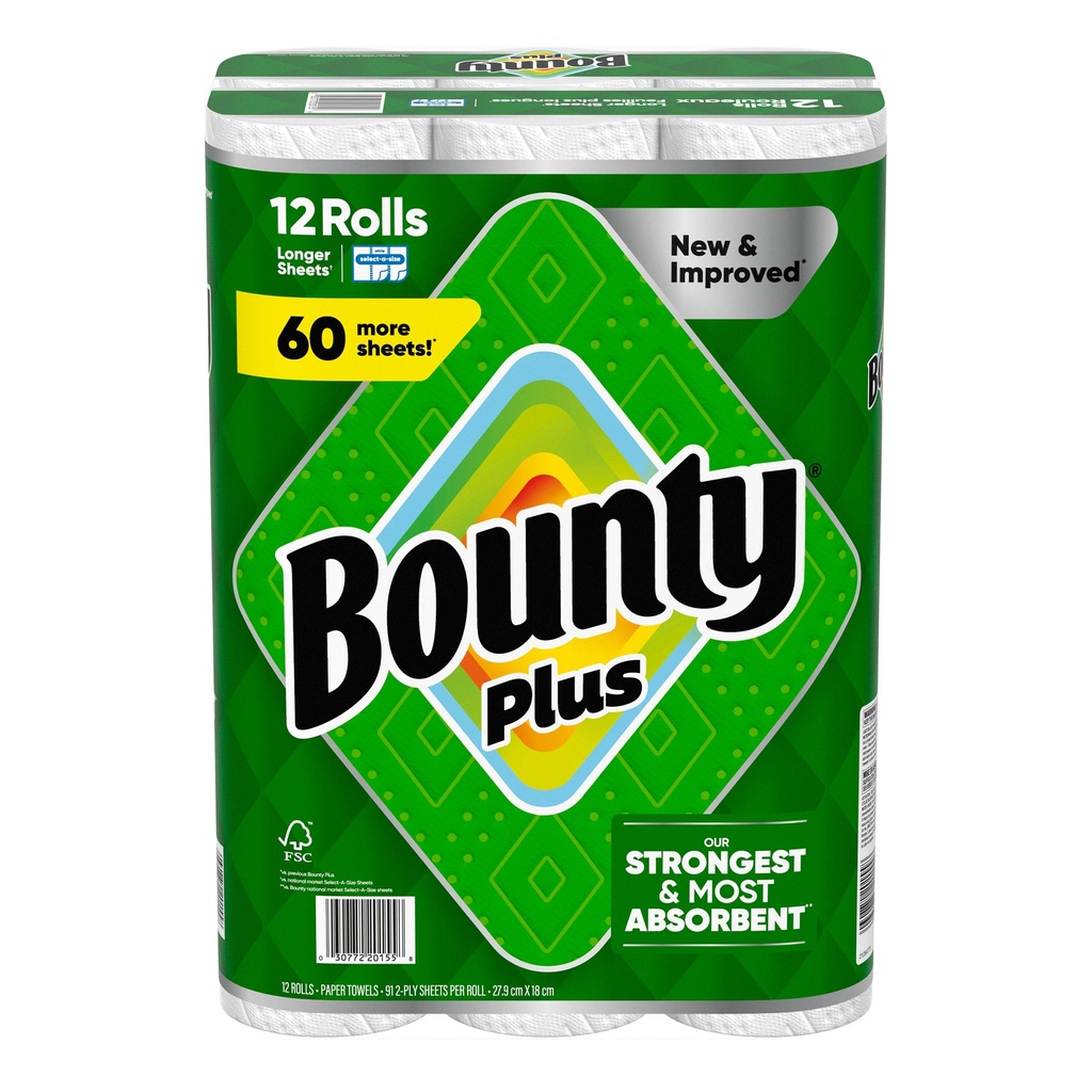 Bounty Plus Paper Towel, 12 x 91 Sheets - 1717599