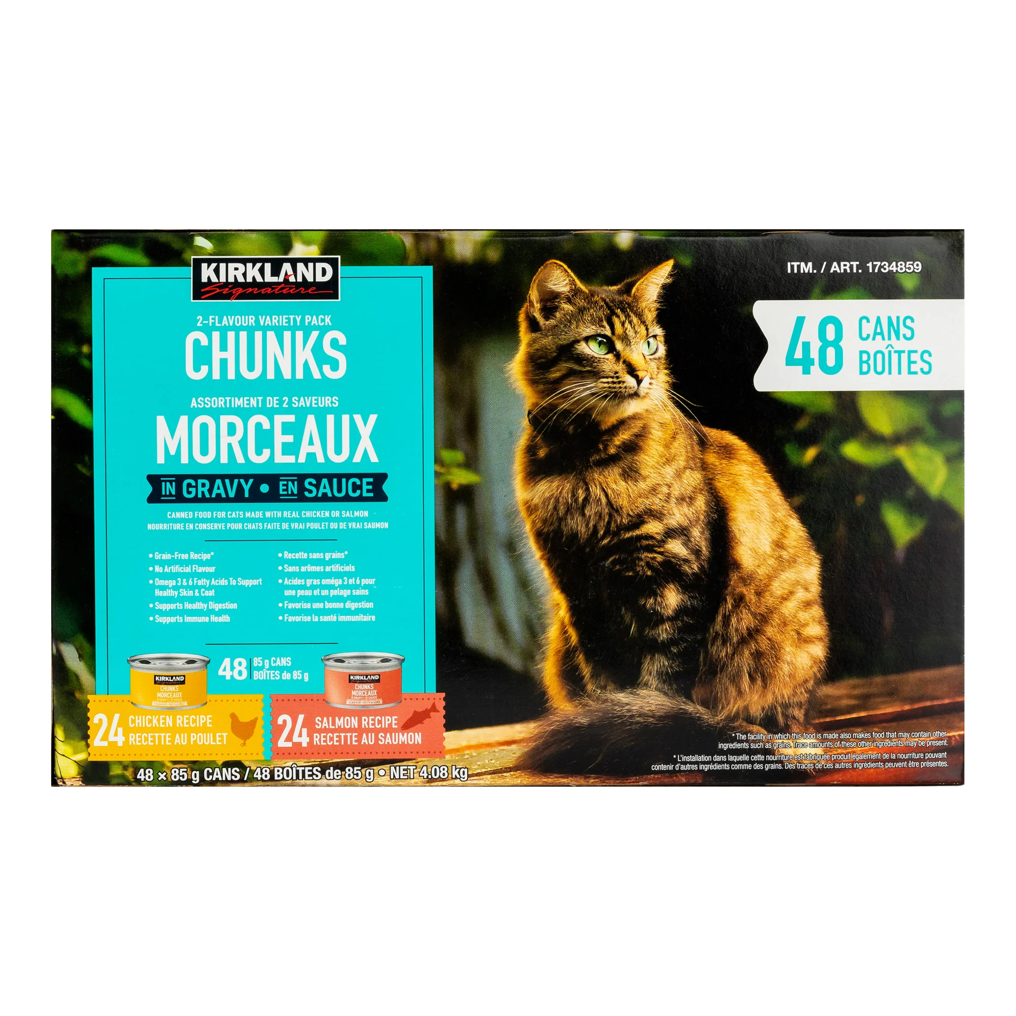 Kirkland Signature Chunks in Gravy, Canned Cat Food Variety Pack, 48 x 85 g - 1734859