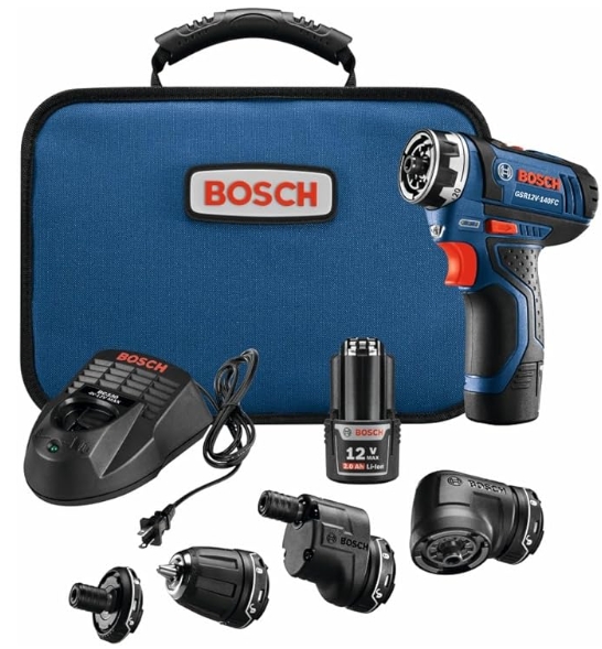 Bosch GSR12V-140FCB22 12V Max Drill/Driver with 5-In-1 Flexiclick® System and (2) 2.0 Ah Batteries 1859731