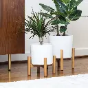 Ceramic Planters With Bamboo Stands