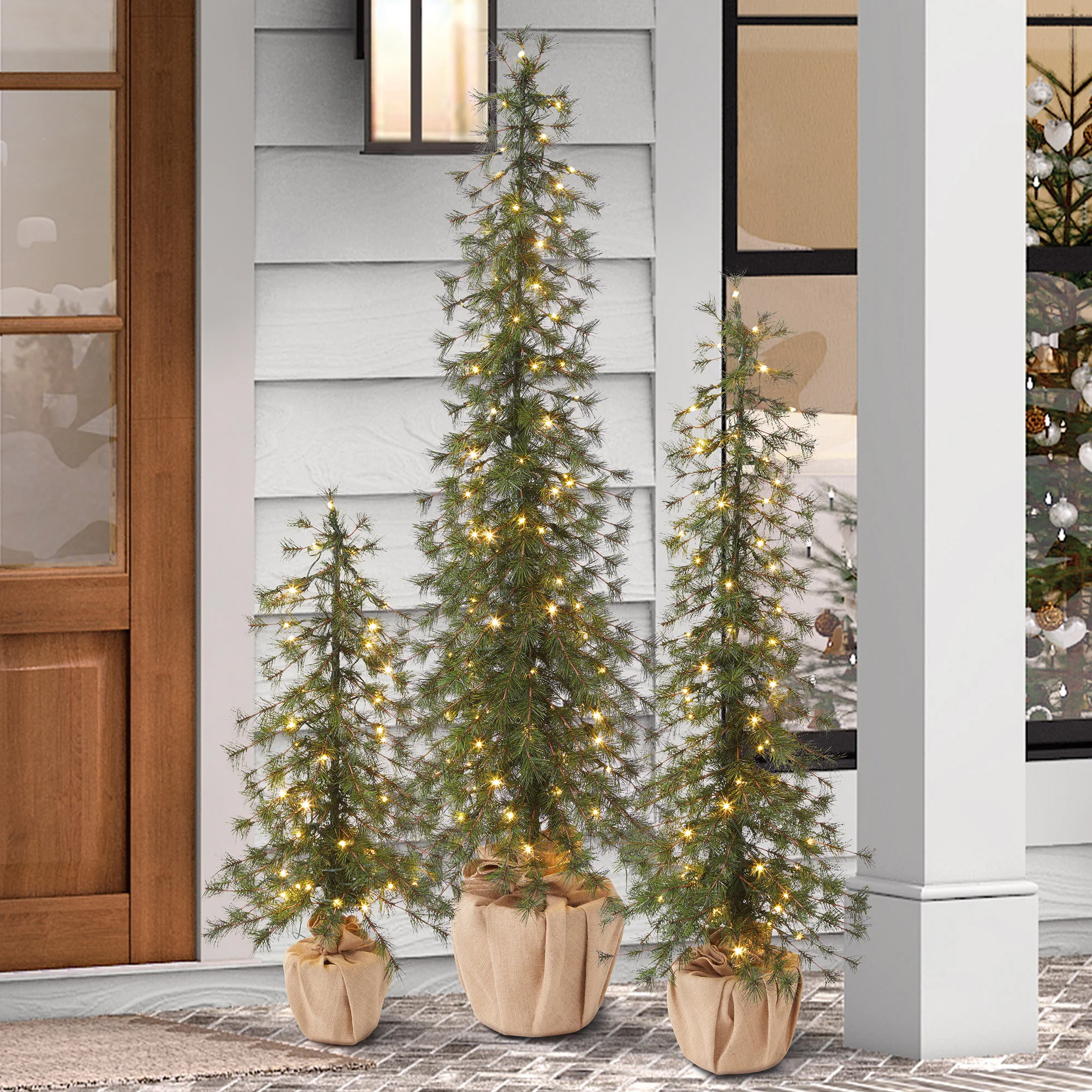 Holiday Alpine Trees with LED lights - Set of 3 - 1739920