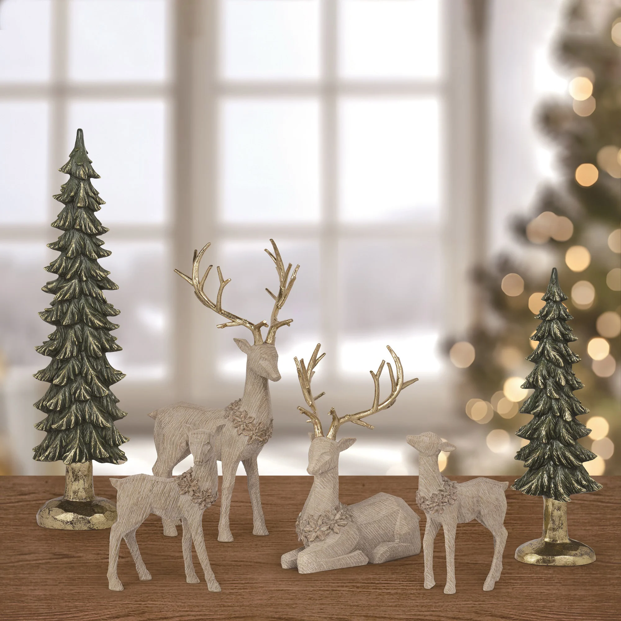 Deer Family with Trees - Set of 6 - 1931015