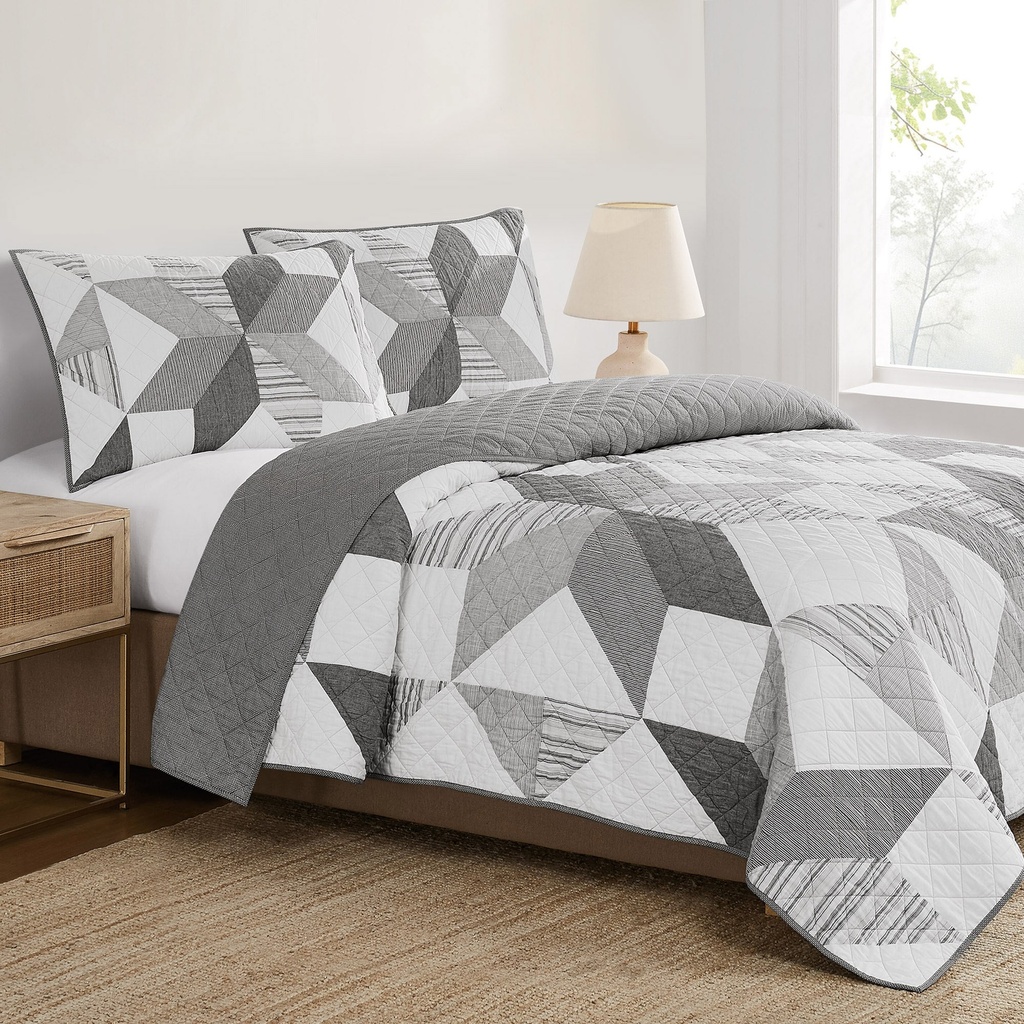 Origami Patchwork Quilt Set, 3-piece - 1876027