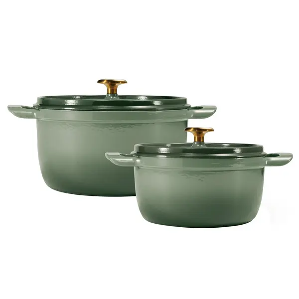 Tramontina Cast Iron Covered Casserole 2 Piece Set - Green