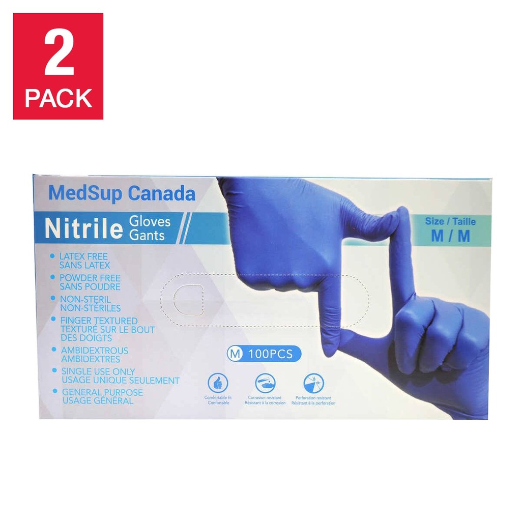 Medsup Nitrile Gloves, 2-pack, 100 count, Small - 1688159