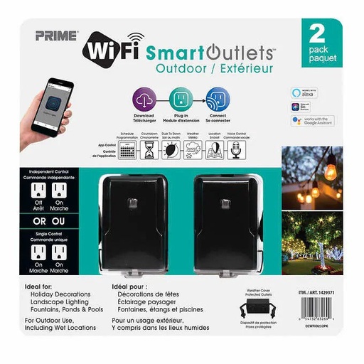 [smart-wifi] Prime Outdoor Smart Outlet with Individual Control And Weather Covers 1734188