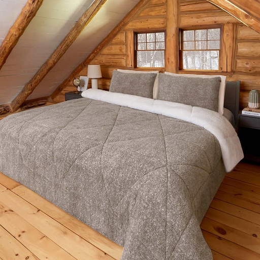 [roots-comforter-set-queen] Roots Home - Reversible Sherpa Comforter Set 3435301