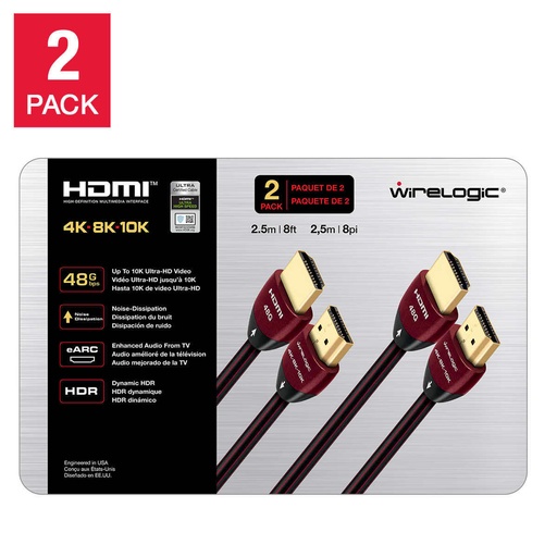 [wirelogic-8ft-hdmi-2-5133030] Wirelogic 4K 8FT HDMI Two Pack